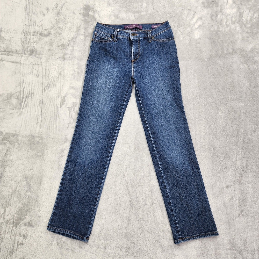 Gloria Vanderbilt Jeans Womens 4P PETITE Blue Mid Rise Amanda Straight Stretch